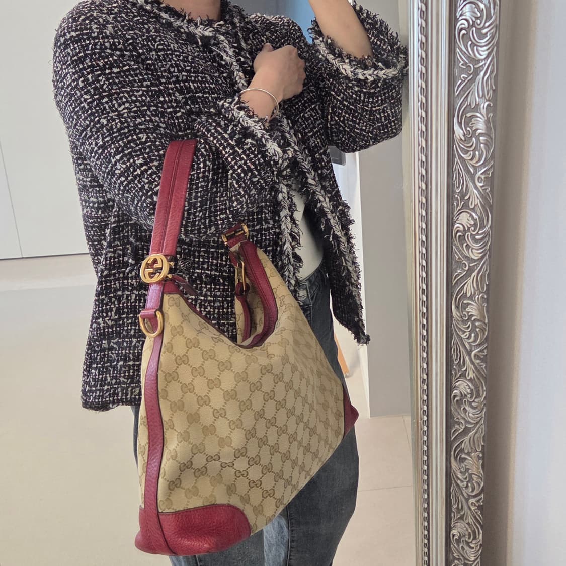 GUCCI 구찌 정품 금장 GG 빈티지골드 호보백 숄더백 상품이미지1