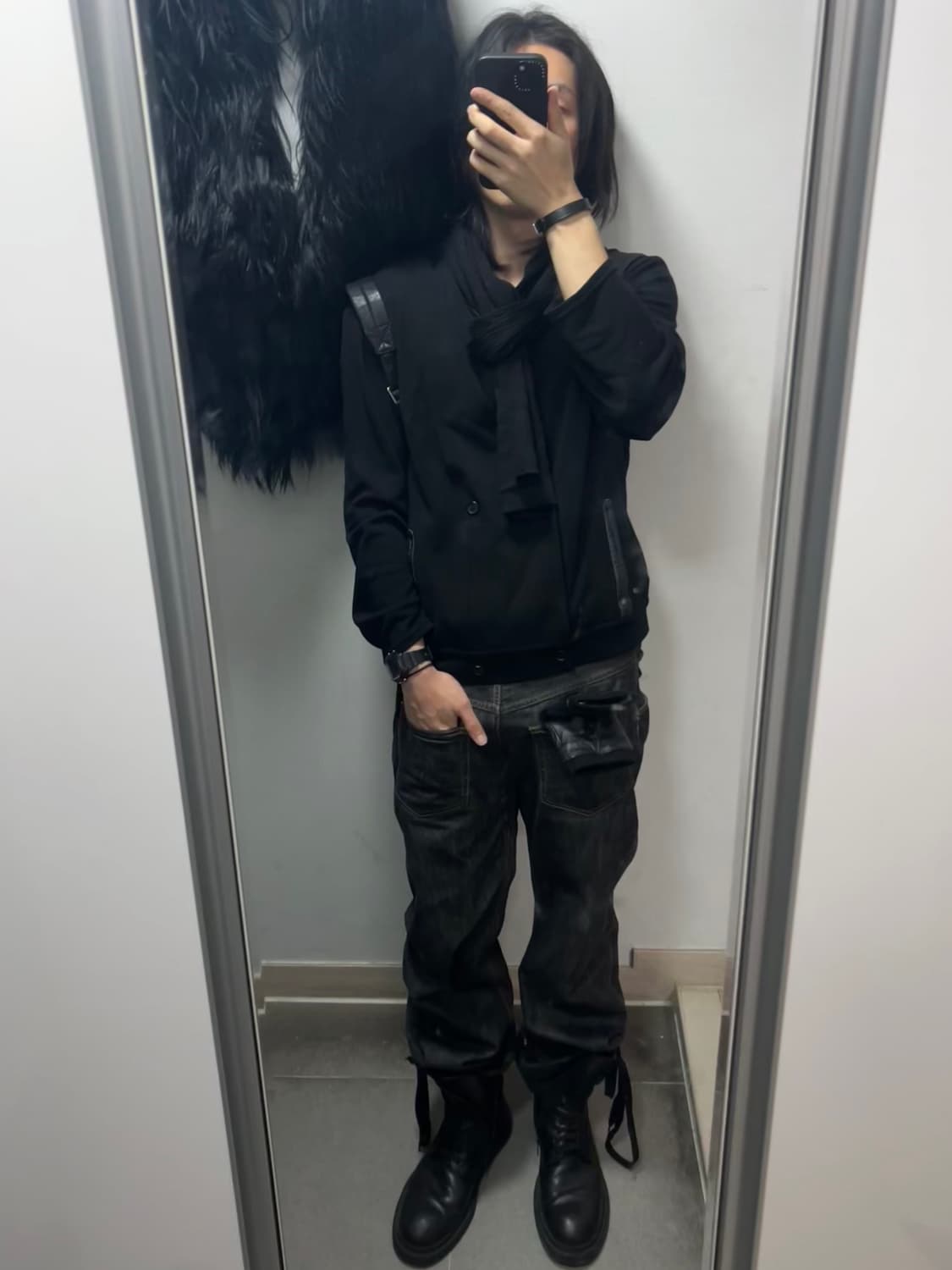 아르마니 익스체인지 레더 포켓 더블 가디건 상품이미지2