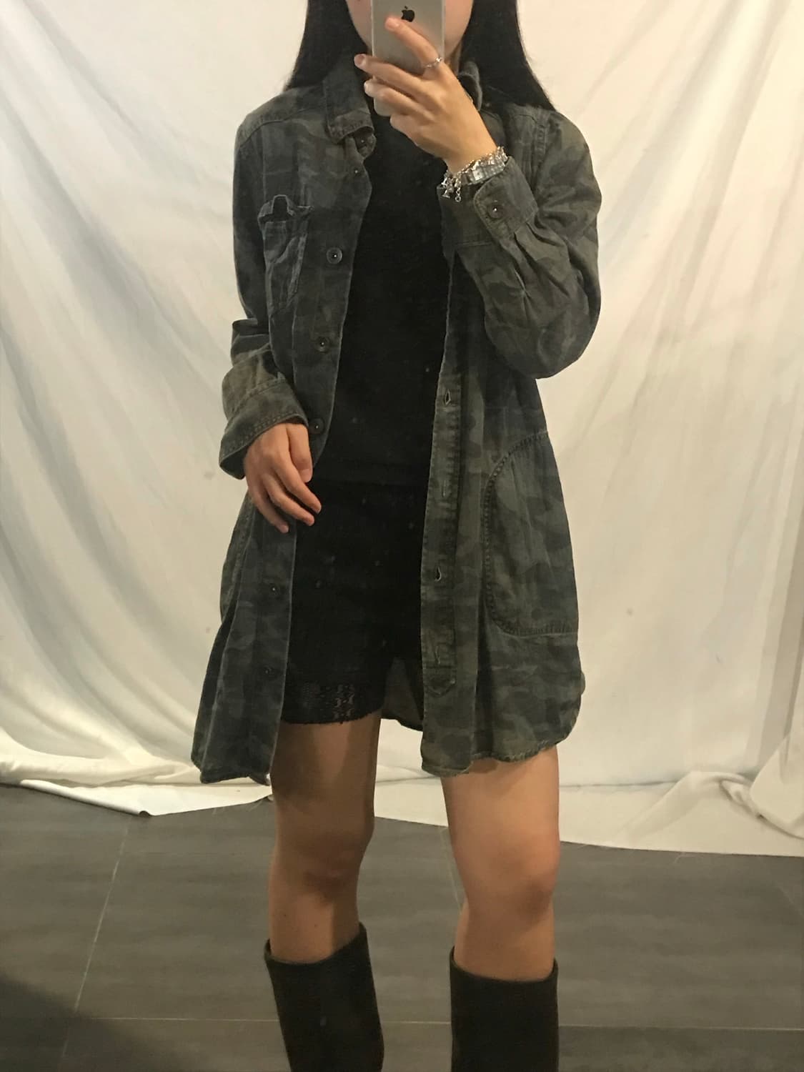 camo denim shirt dress 상품이미지4
