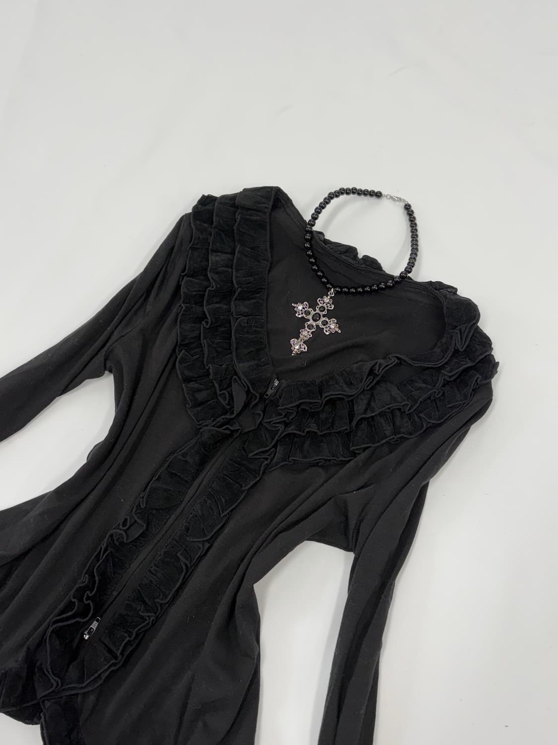 로맨틱고스 무채색 호피 프릴 다크페어리 3피스 세트🖤🧚 상품이미지4