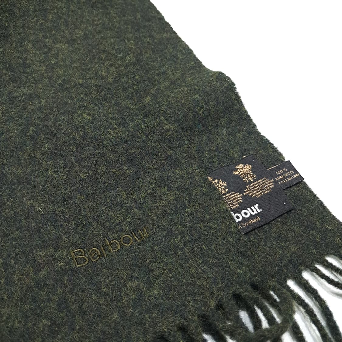 MX473 바버 90s 스코틀랜드판 램스울 올리브 머플러 목도리 상품이미지6