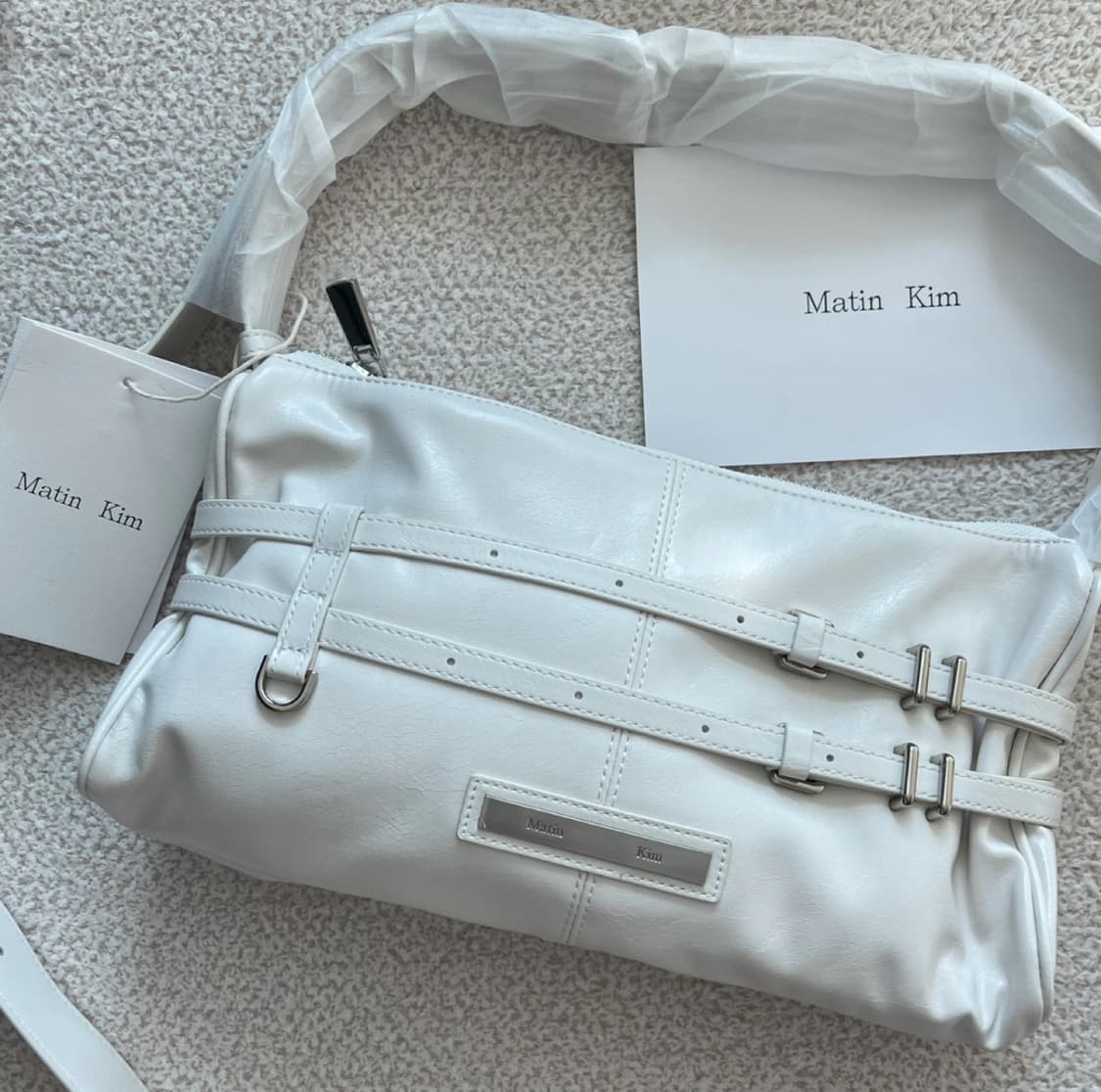 마뗑킴 더블 벨티드 스트랩 미니백 아이보리 matin kim 상품이미지2