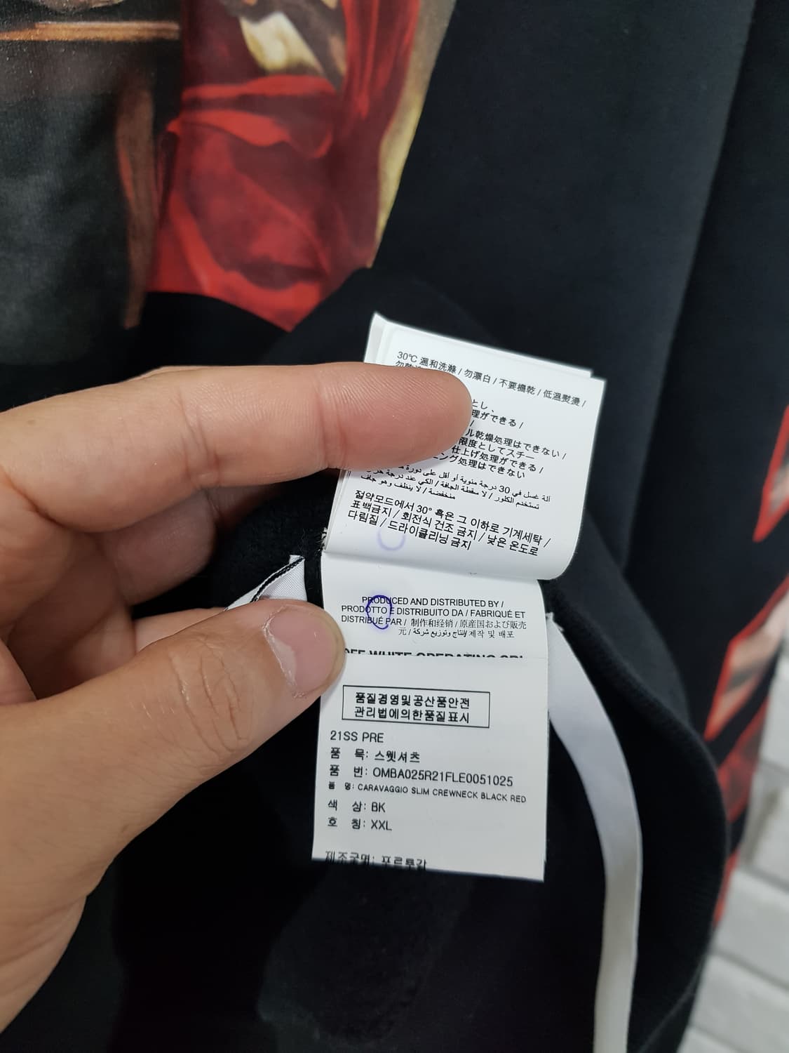[xxl/정품] 오프화이트 카라바조 블랙 맨투맨 티셔츠 상품이미지7