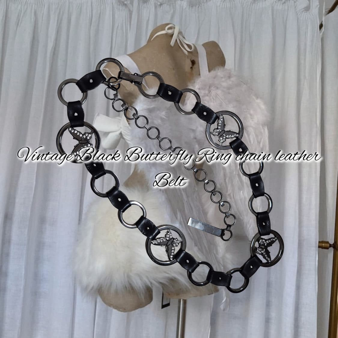 Vintage Black Butterfly Ring chain leath 상품이미지1