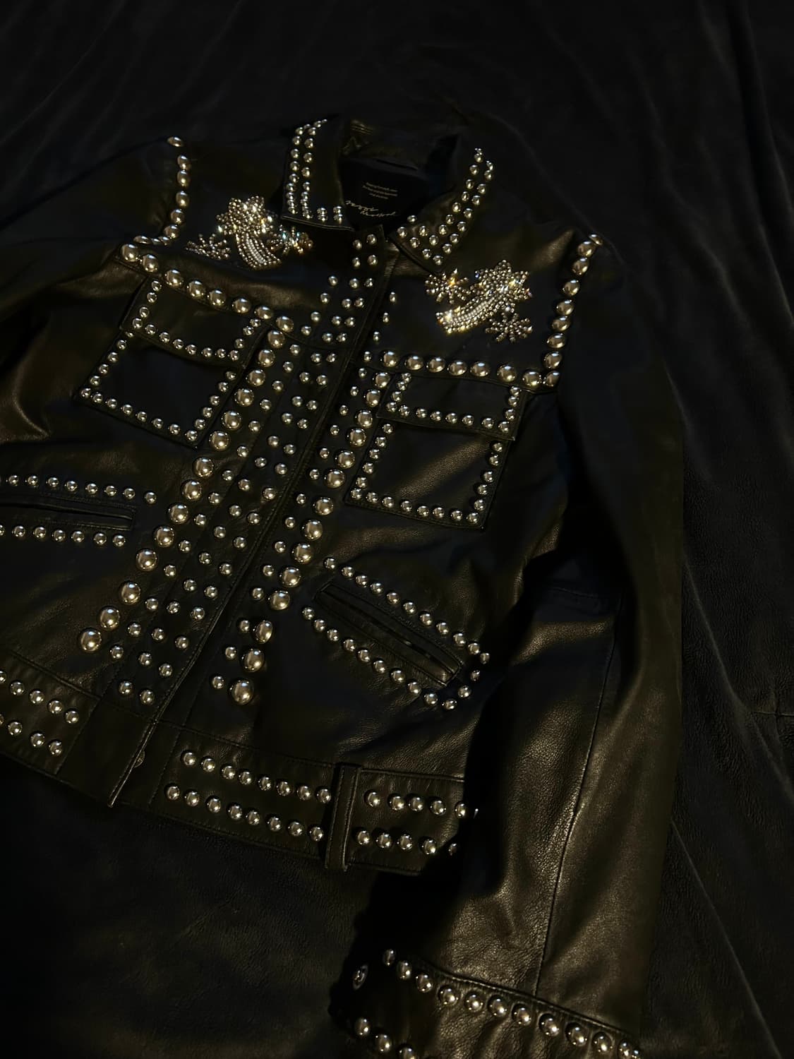 Sheep Skin Leather Line Stud jacket 상품이미지1