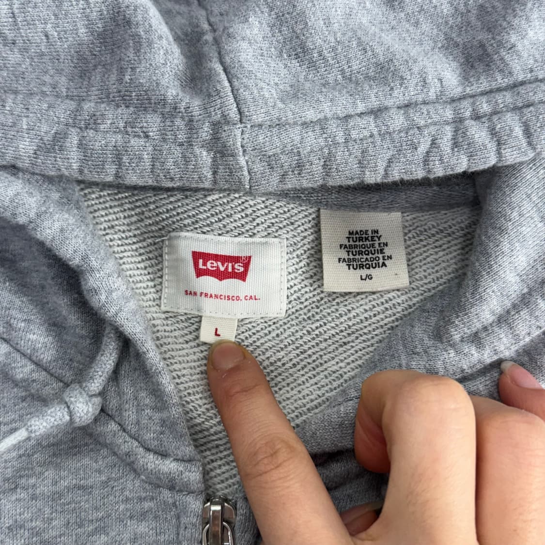 Levis 리바이스 네이비 로고 그레이 후드집업 상품이미지5