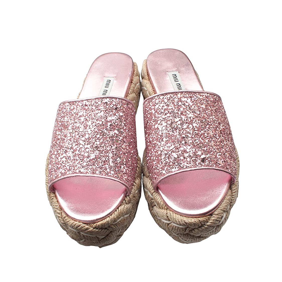 미우미우 핑크 글리터 에스파드류 슬리퍼 35반 상품이미지2