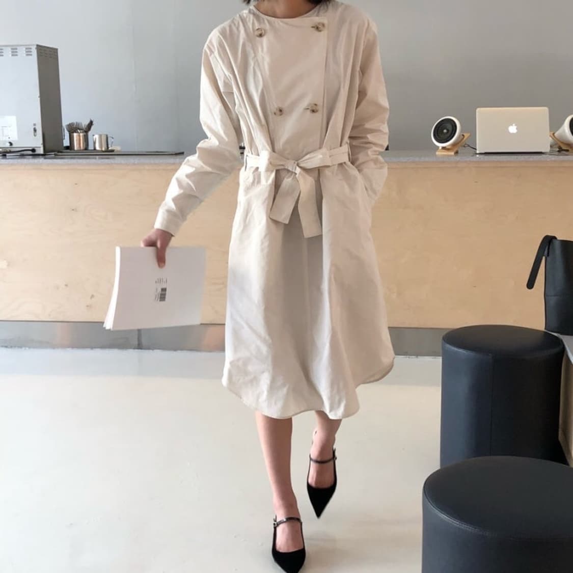 (새상품) 자체재작 트렌치 원피스  상품이미지3