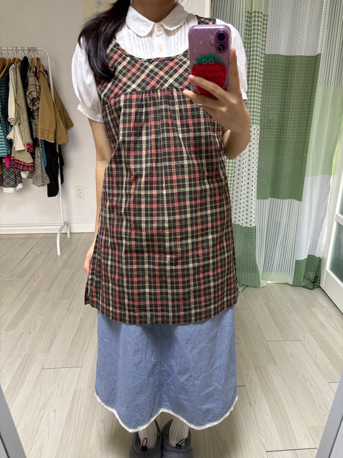 브라운 체크 슬리브리스 상품이미지8