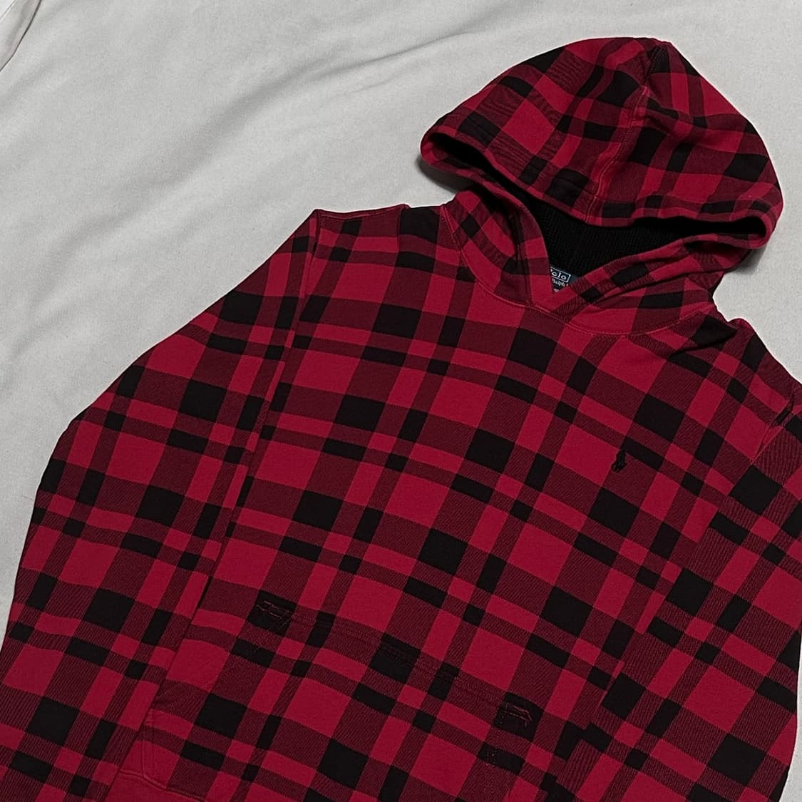 XL 폴로랄프로렌 피그먼트 타탄체크 후드티 상품이미지1