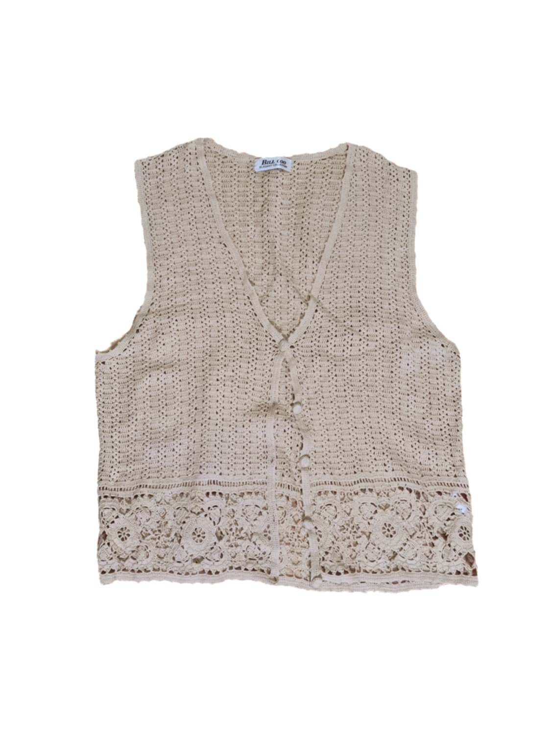 빈티지 크로쉐 크로셰 뜨개 조끼 베스트 베이지 모리걸하구미히피오리엔탈 상품이미지1