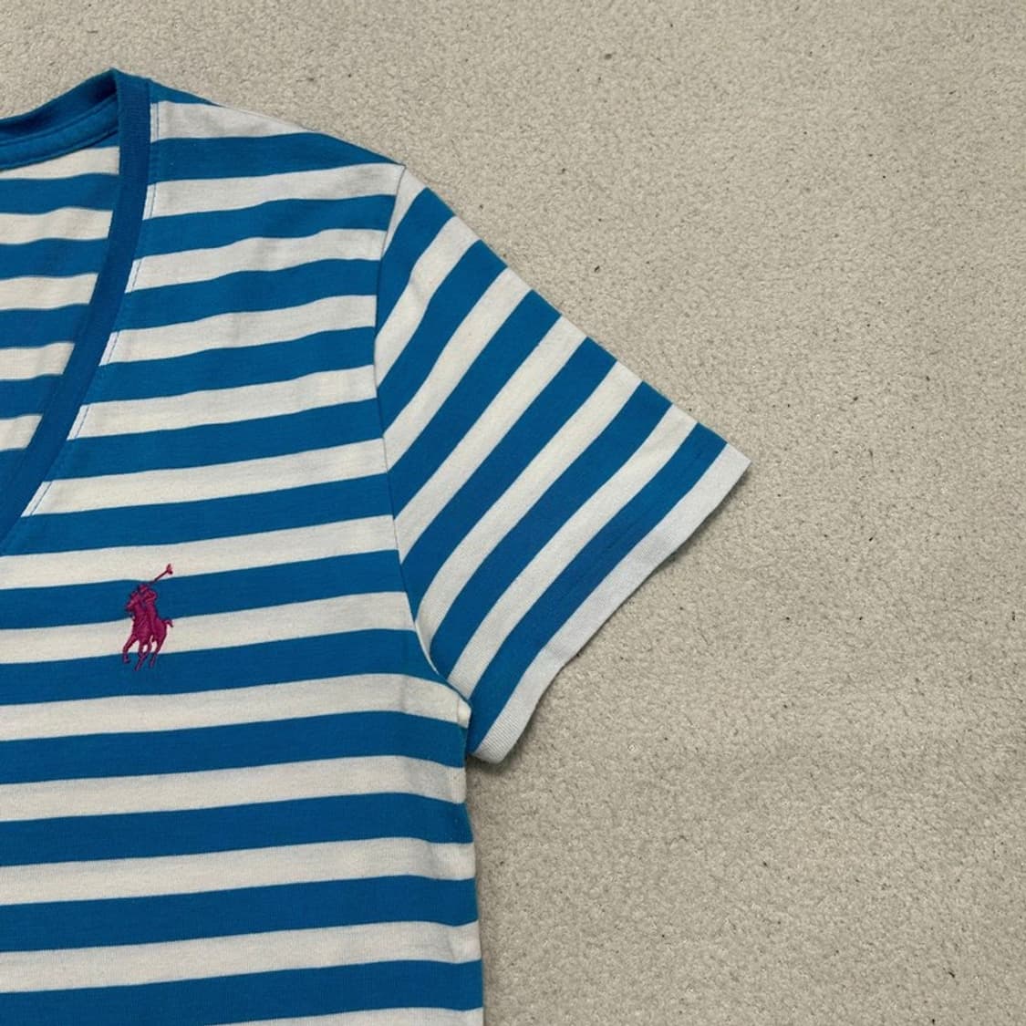 RALPH LAUREN 스포츠 우먼스 스트라이프 V넥 티셔츠 S 상품이미지3