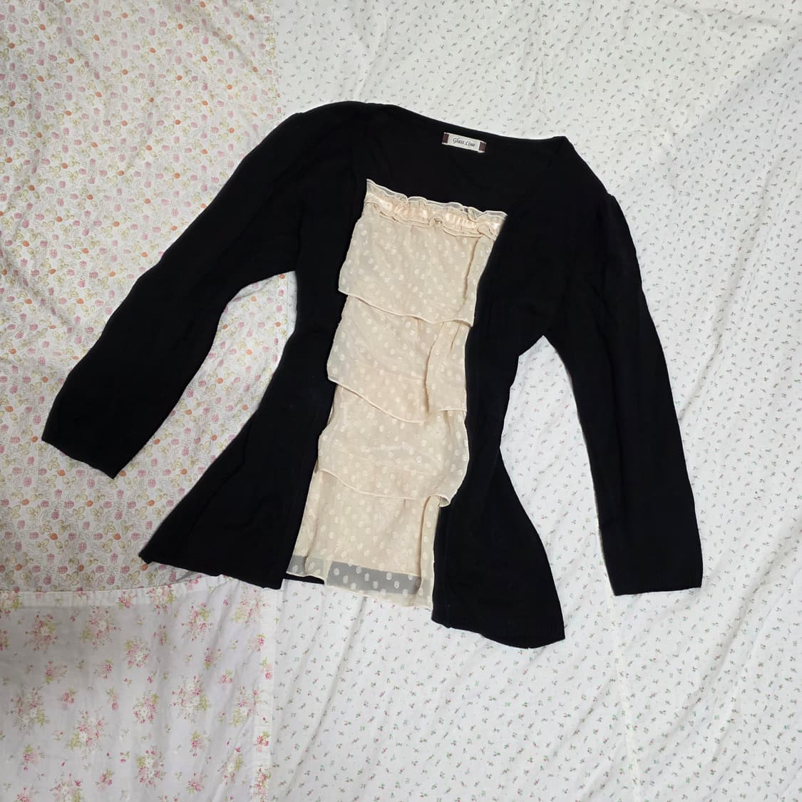 빈티지 공겜여주 도트 블랙 로걀탑 갸루일브히메갸루 상품이미지1