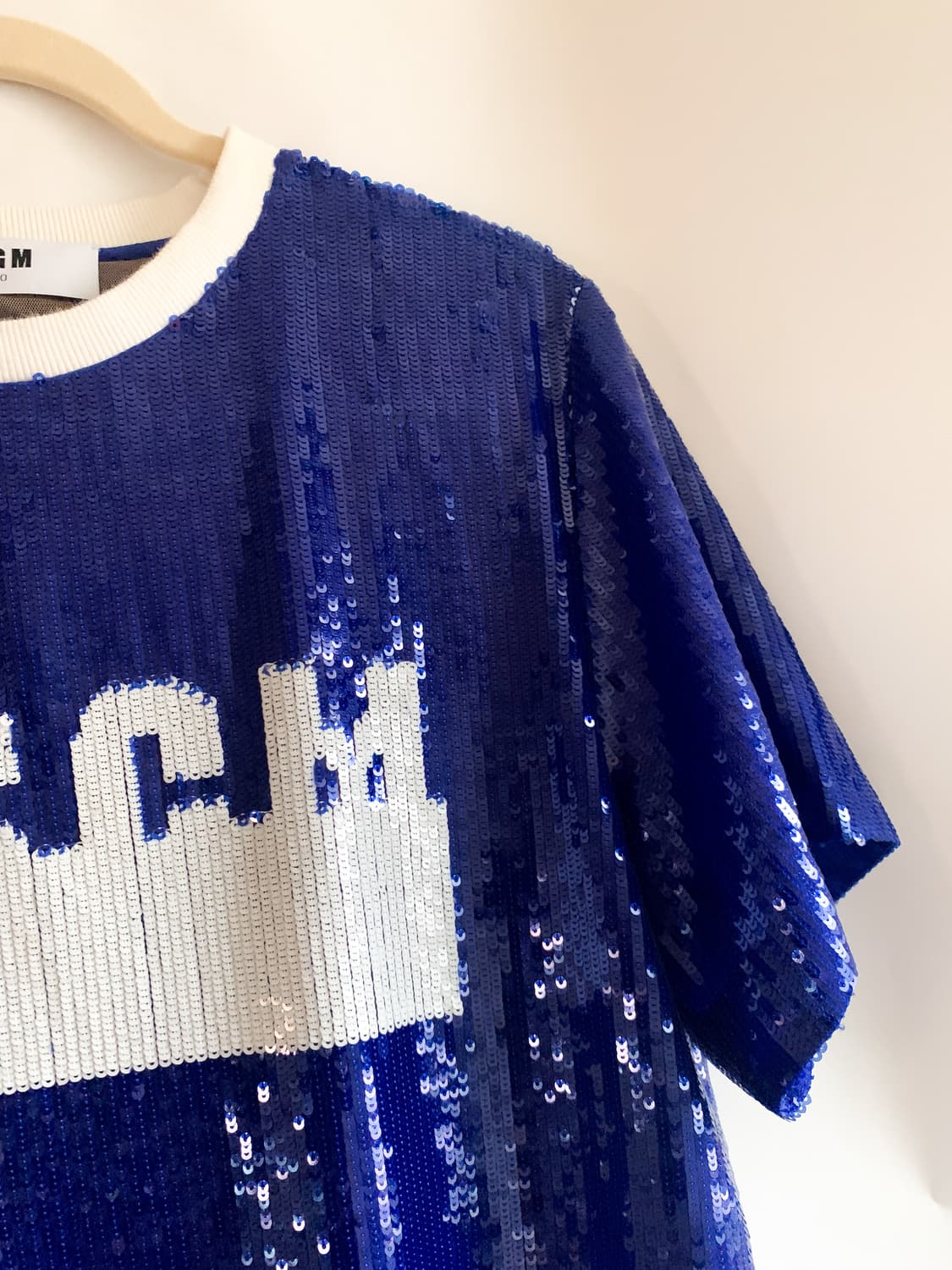 MSGM 블루 시퀸 스팽글 여성 반팔 티셔츠 S사이즈 상품이미지6