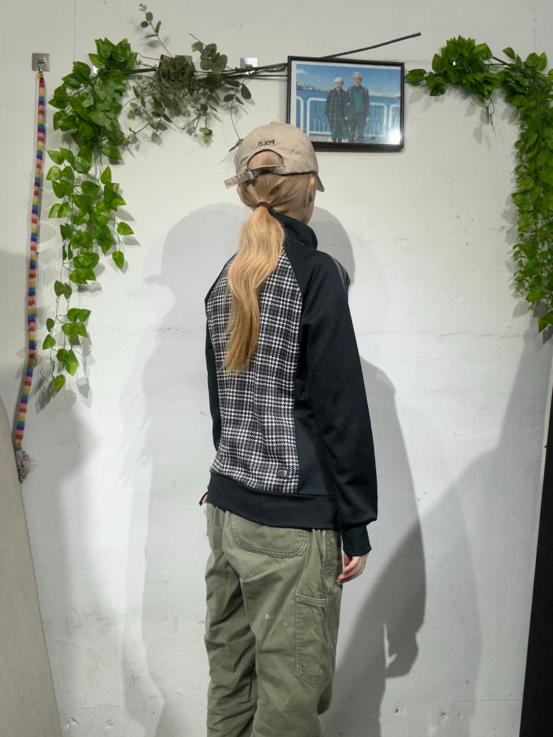 아디다스 블랙 체크 그레이 삼선 트랙탑 져지 M 상품이미지3