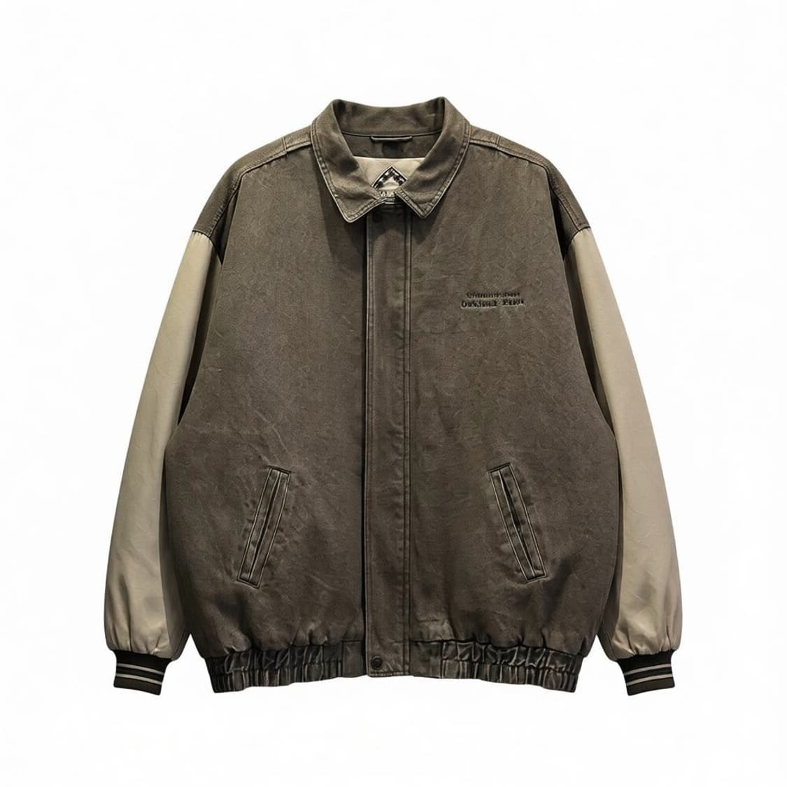 USA VINTAGE 데님 투톤 바시티 워크자켓 소매배색 자수 디테일 상품이미지1