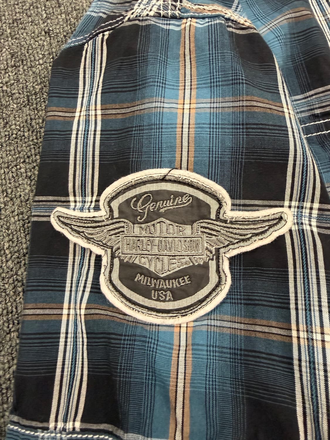 L) 할리데이비슨 빈티지 체크 플란넬 반팔셔츠 상품이미지5