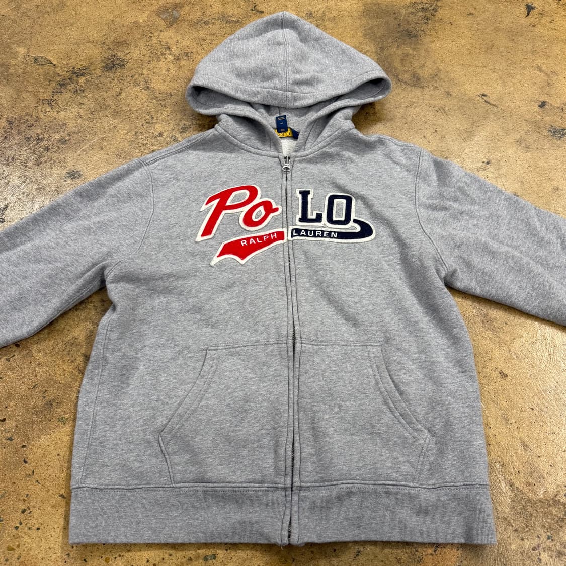 폴로 랄프로렌 그레이 하프 레드 블루 로고 후드집업  상품이미지3