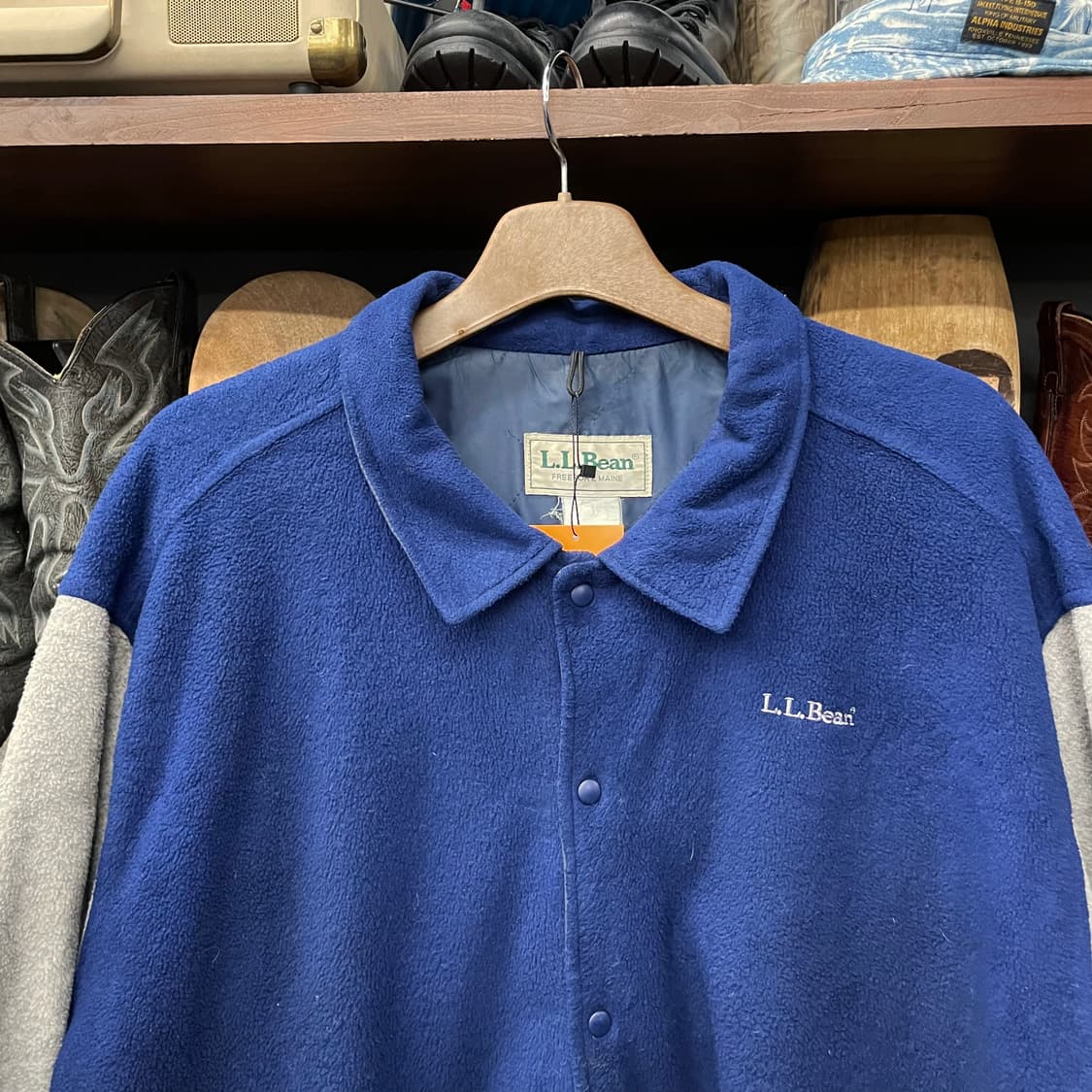 90s 엘엘빈 Made in USA 플리스 버튼 바시티 자켓 N407 상품이미지3