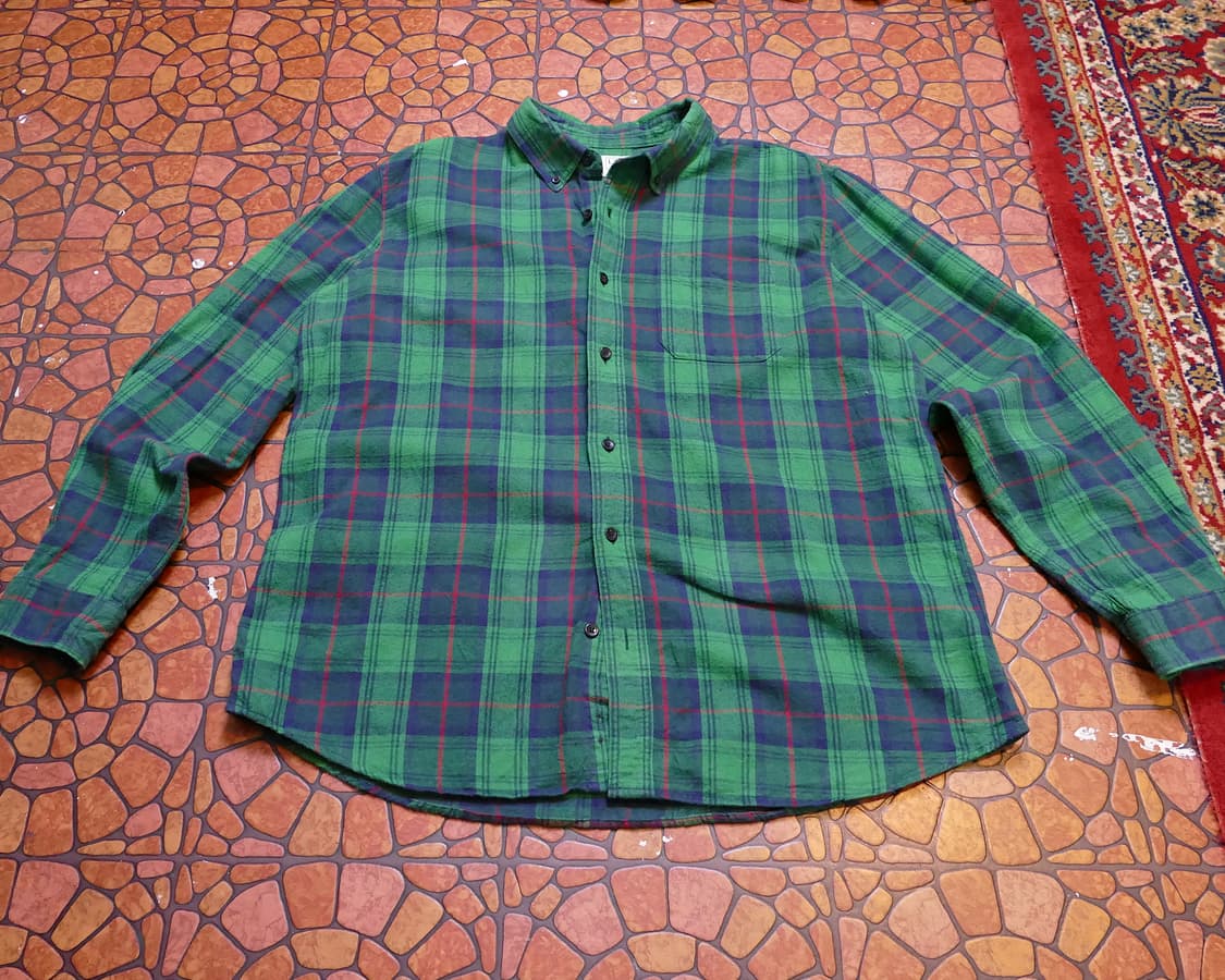 [XL] L.L. Bean. 엘엘빈 체크 플란넬 빈티지 코튼 셔츠 그린 상품이미지3