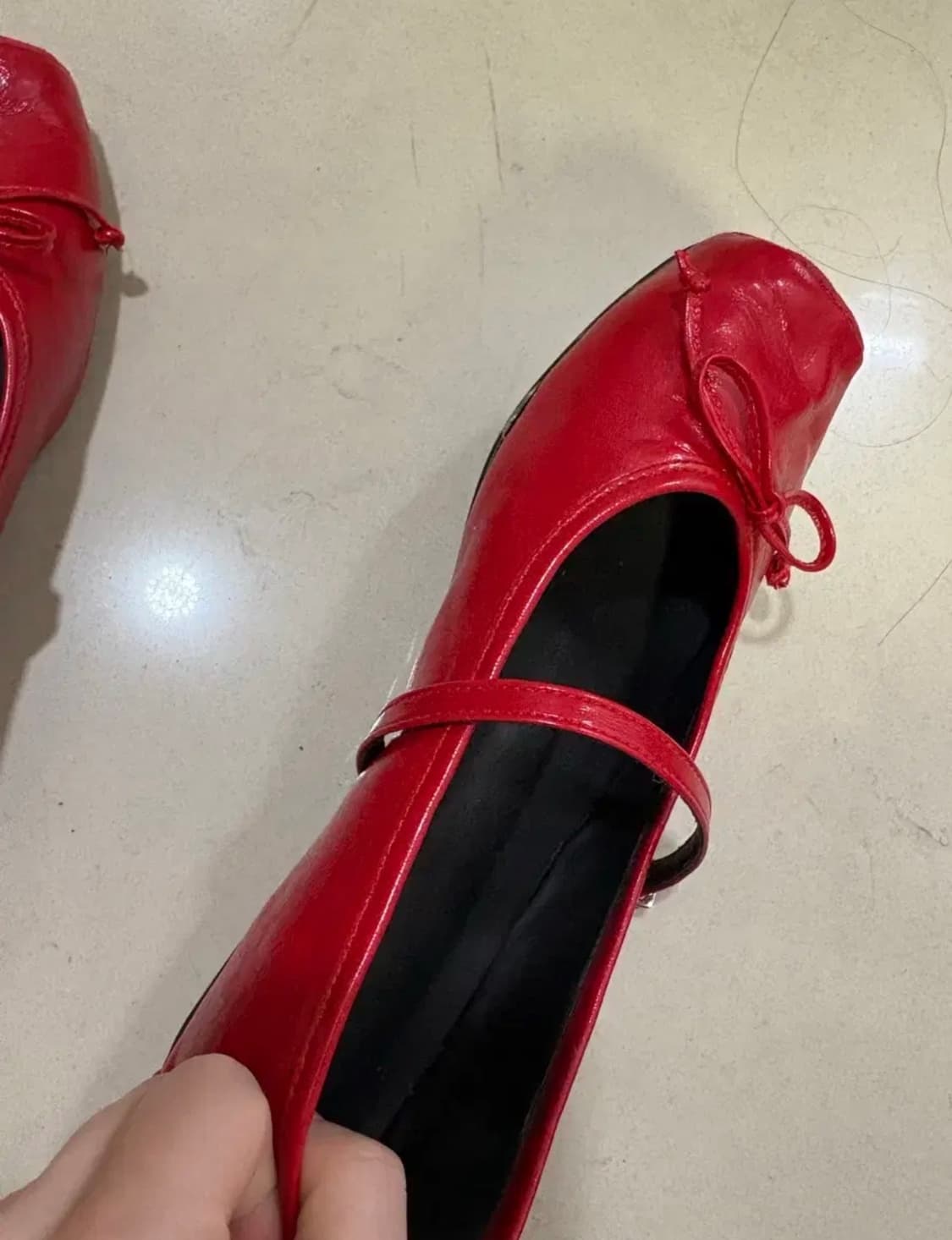 (수수료X)타크트로이메 줄리엣 스웨이드 스퀘어토 리본 플랫슈즈 발레코어 상품이미지5