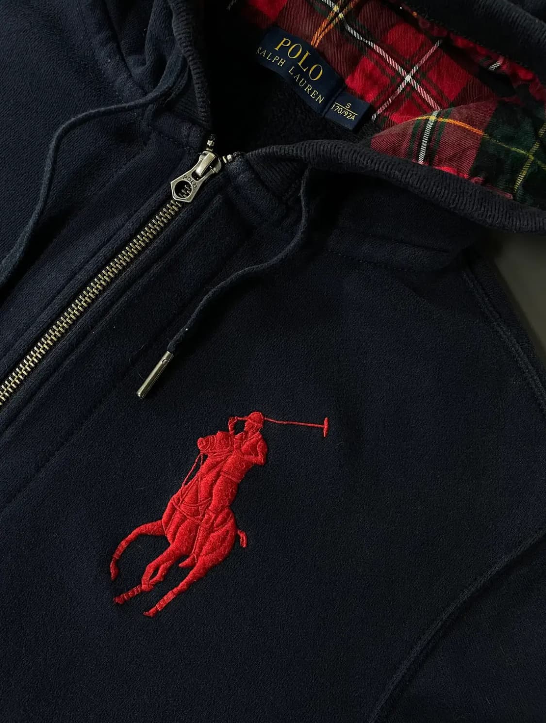 급처)폴로랄프로렌 빅포니 네이비 체크 후드집업 투웨이 상품이미지5