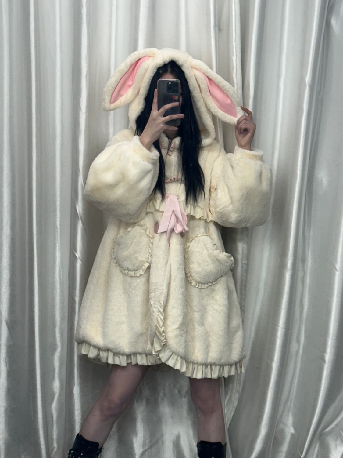 Lolitimes rabbit ear fur hooded jacket 상품이미지1