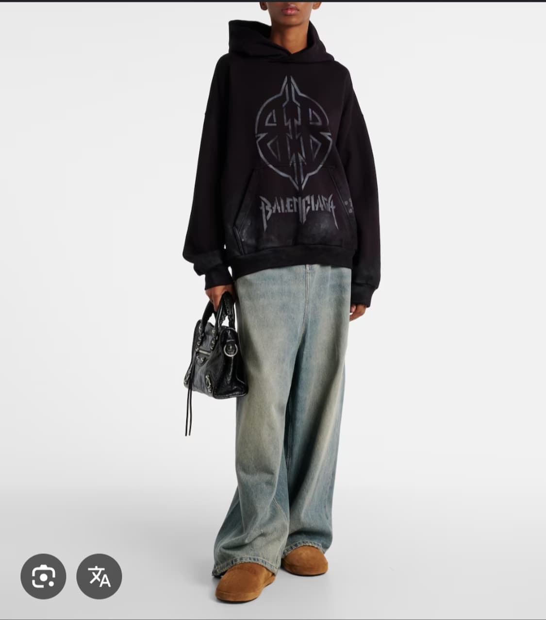 발렌시아가 메탈리카 로고 페인트 후드 티셔츠 3B 블랙 화이트 상품이미지3