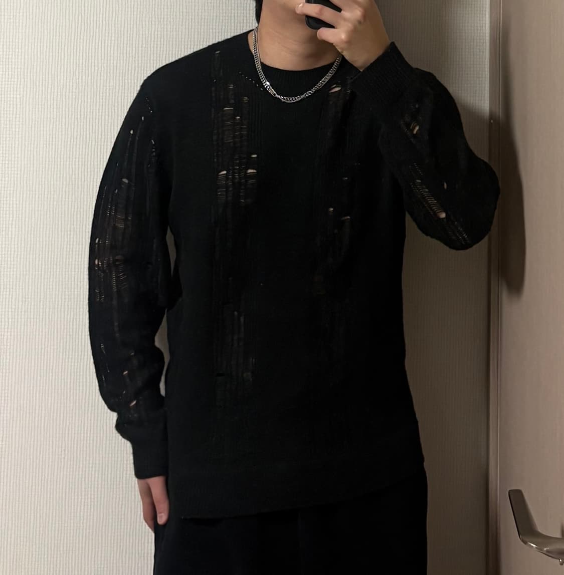 정품 아디다스 데미지 펀칭 니트 블랙 상품이미지1