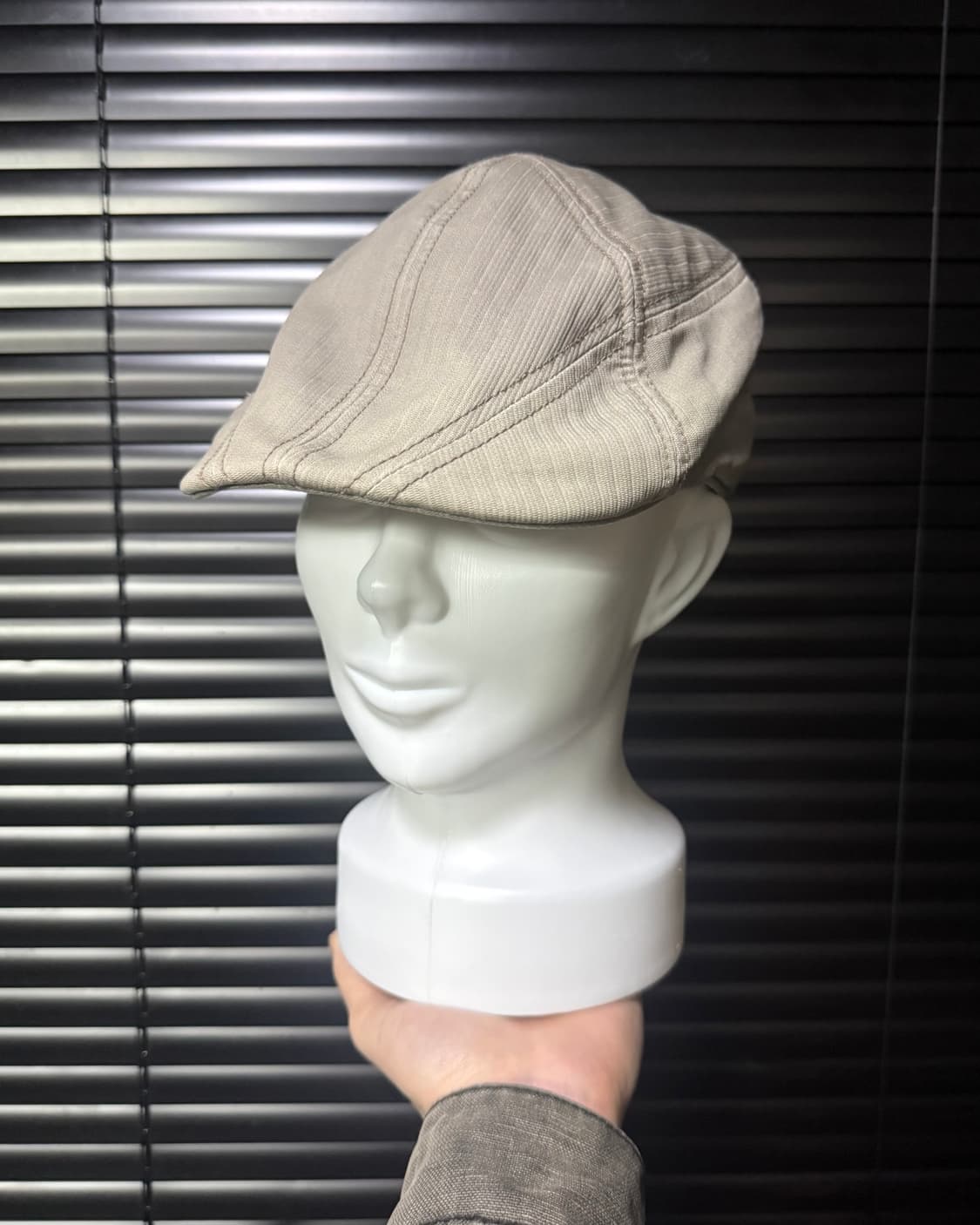 구린 브로스 베이지 절개 패턴 코튼 헌팅캡 모자 빈티지 에스닉 뉴스보이캡 상품이미지1