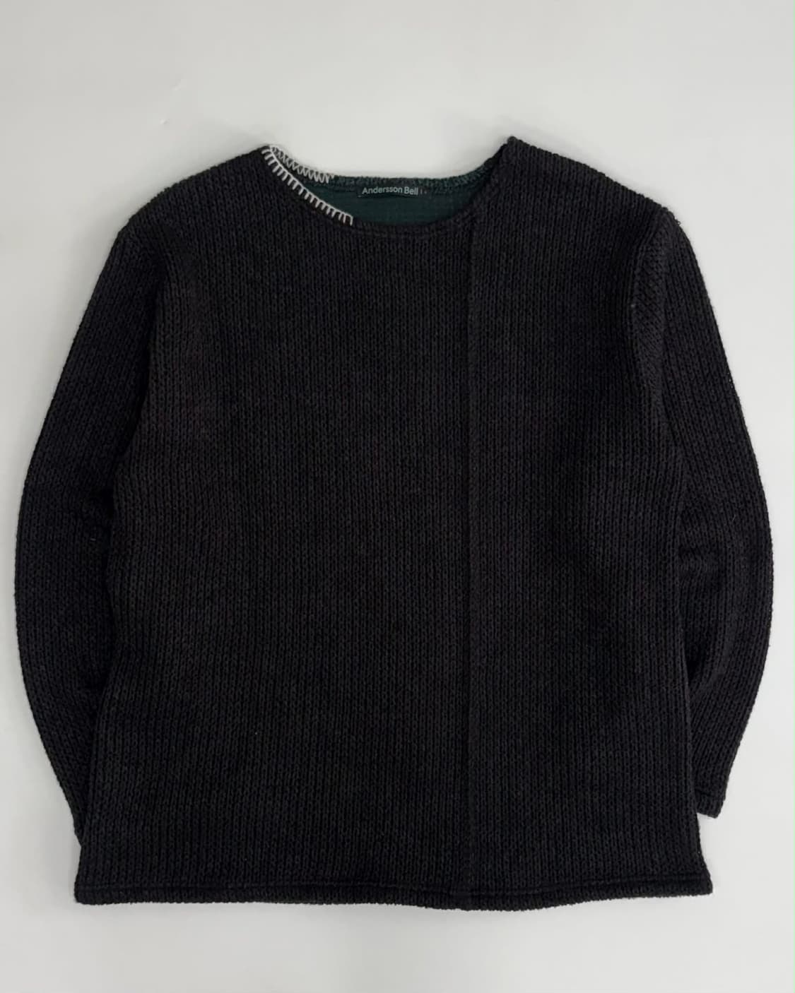 [L] 앤더슨벨 콘트라스트 바론 보트넥 니트 상품이미지1