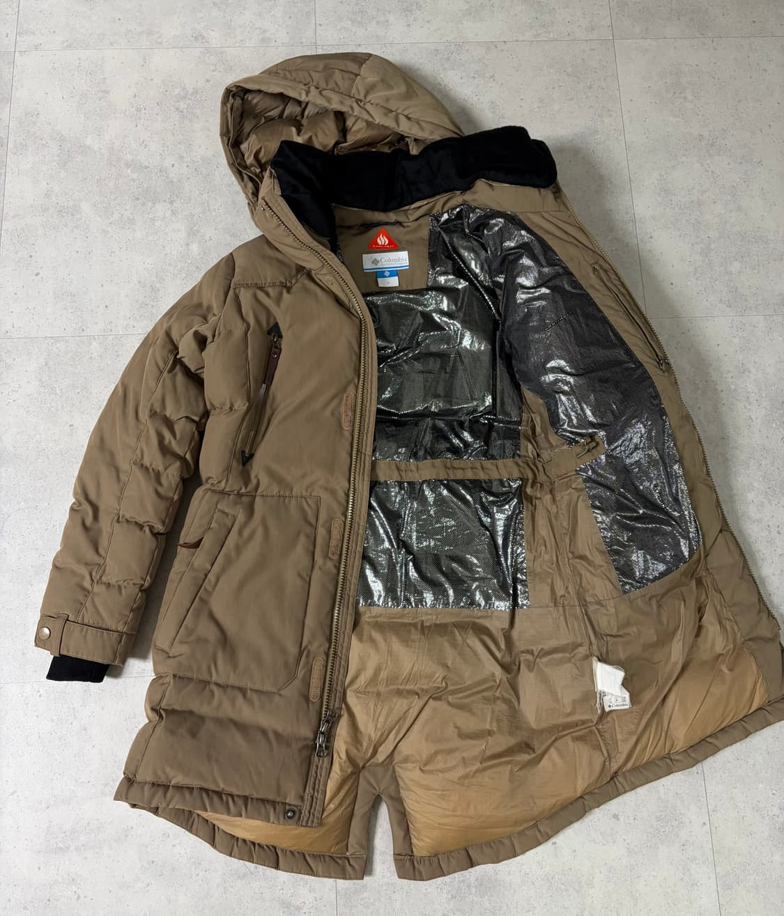 컬럼비아 구스다운 발열 옴니히트 롱패딩 S 상품이미지3