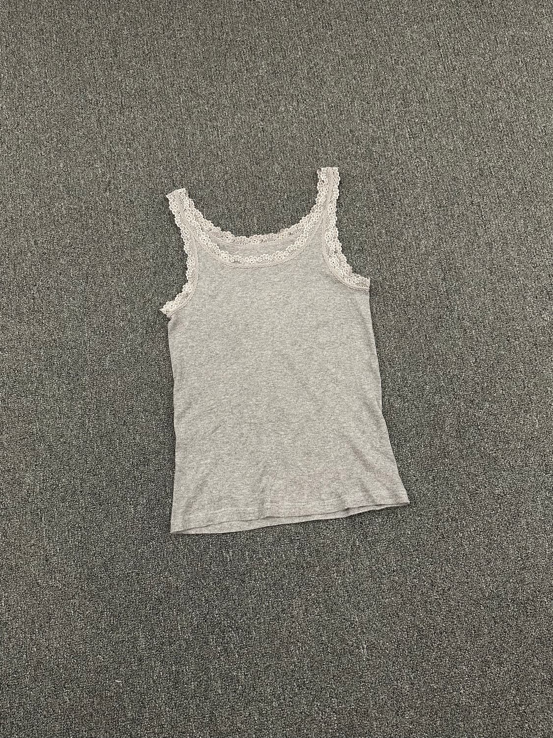 L)Japanese vintage 여성 그레이 레이스 나시 상품이미지1