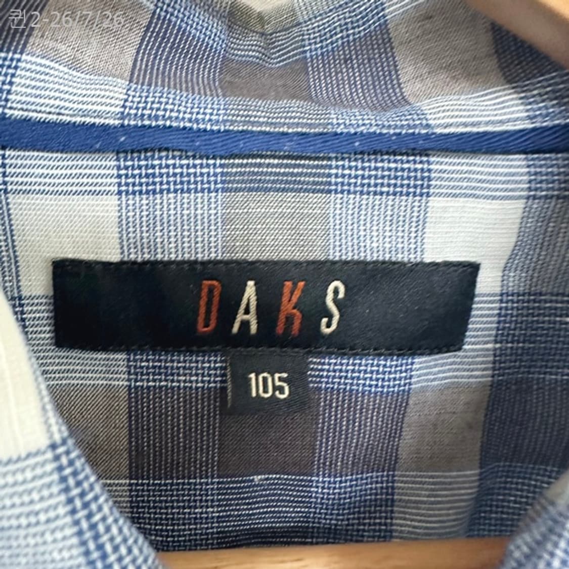 
닥스 남자 체크 반팔셔츠 남방 블루 105 상품이미지5