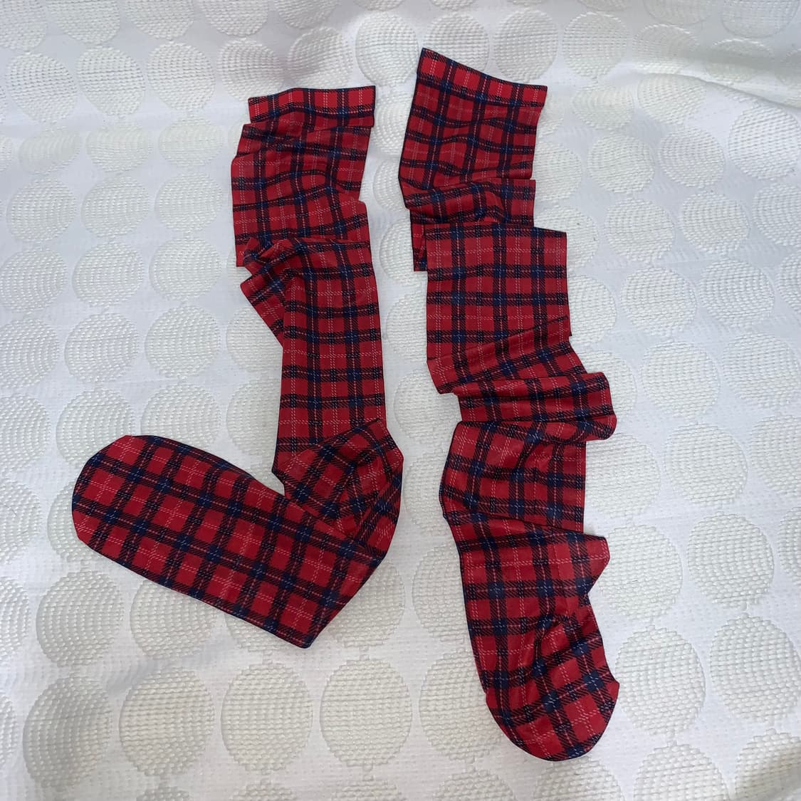 새상품 빨간 체크 롱삭스 상품이미지2