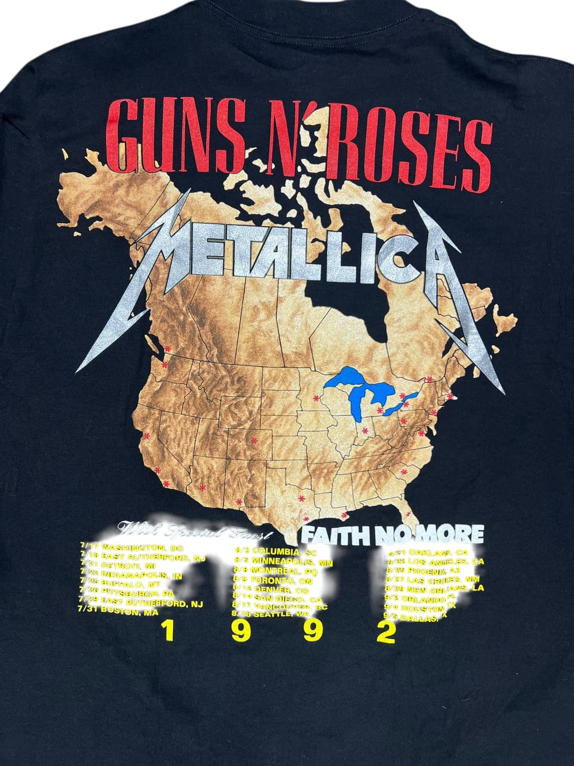 90s Metallica Guns N'Roses 투어 락 반팔 티셔츠 L 상품이미지5