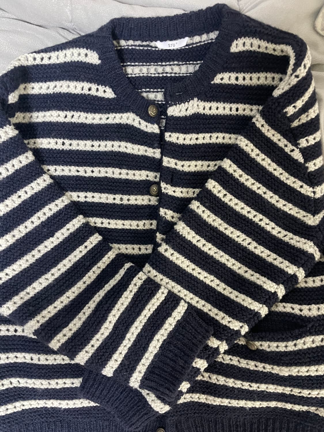 STU 라운드 넥 스트라이프 가디건 L 상품이미지3