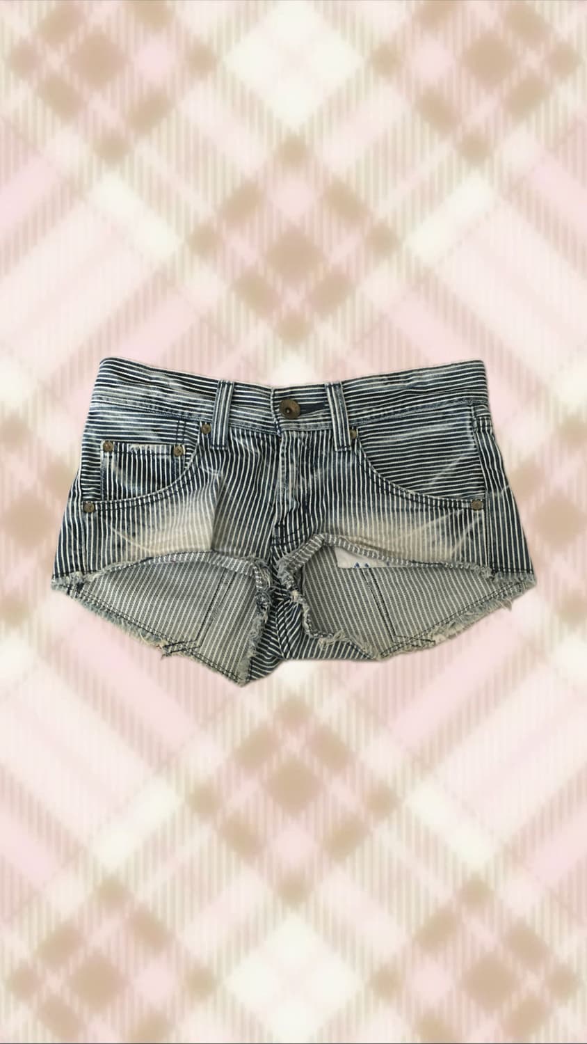 스트라이프 데님 청 숏팬츠 반바지 오네 갸루 펑크 와투케 빈티지 상품이미지1