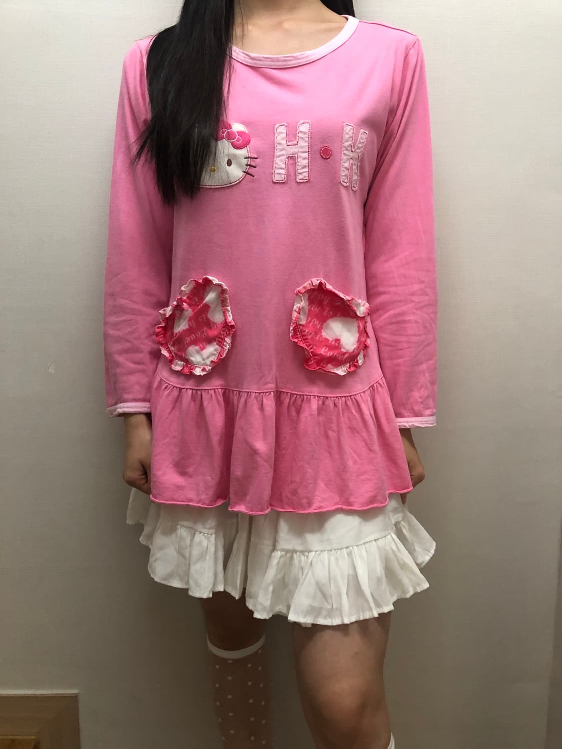 빈티지 핑크 헬로키티 프릴 티셔츠 상품이미지4