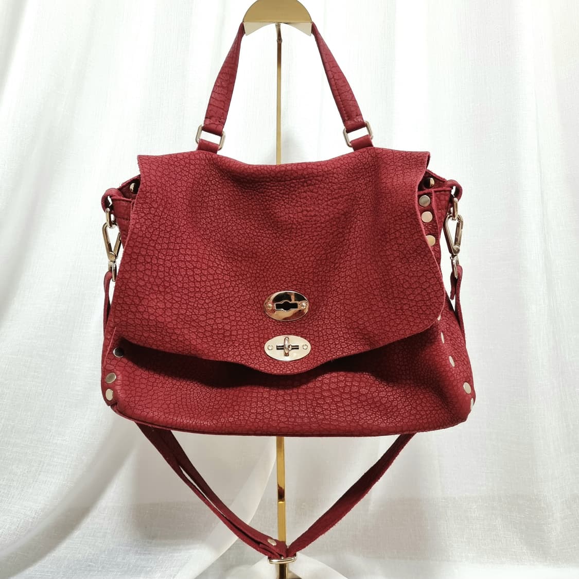 자넬라토 포스티나 스웨이드 숄더백 핸드백 가방 버건디 (M) 상태최상 상품이미지1