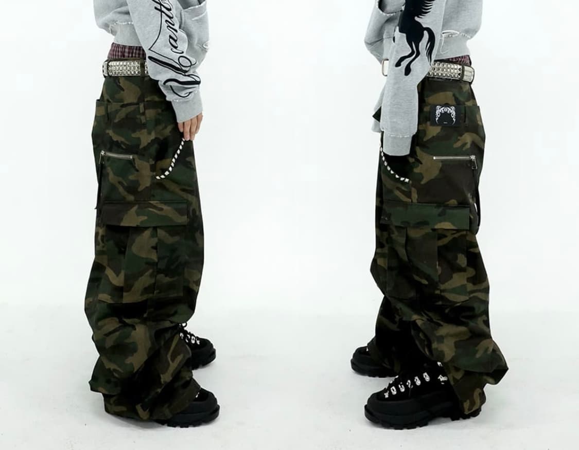 Double Waist Camo Baggy Cargo Pants 상품이미지1