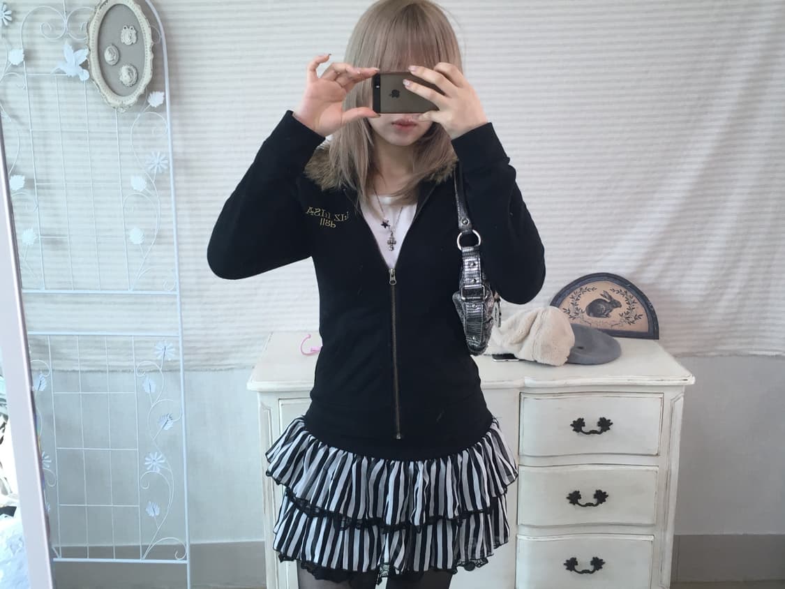 리즈리사돌 갸루 펑크 퍼 후드집업 상품이미지4