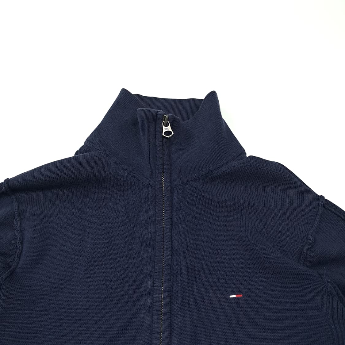 CL280 M 타미힐피거 00s 사이드립 풀집업 네이비 니트 스웨터 상품이미지2