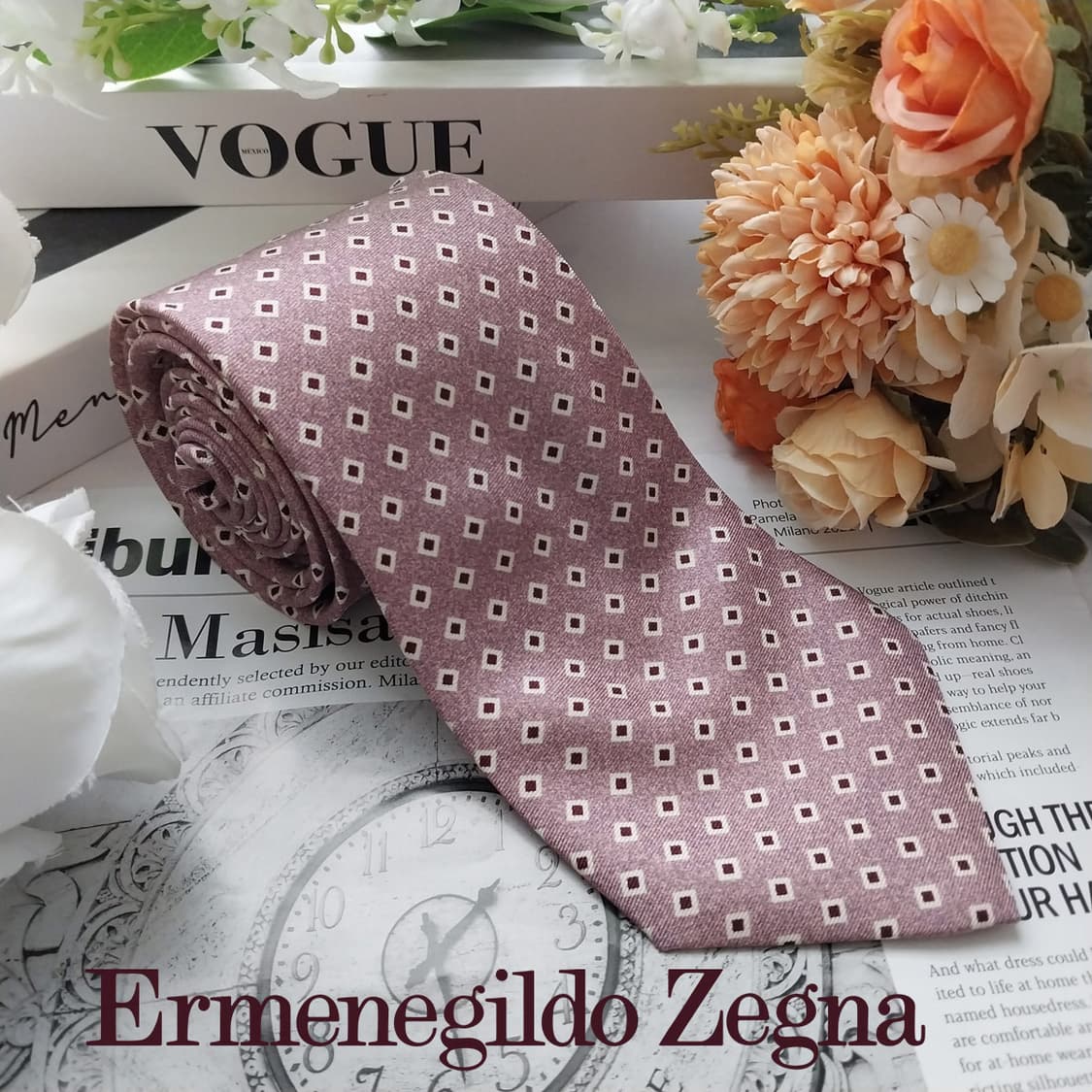 에르메네질도 제냐 실크 패턴 넥타이 8.9cm A+등급 K2179 상품이미지2