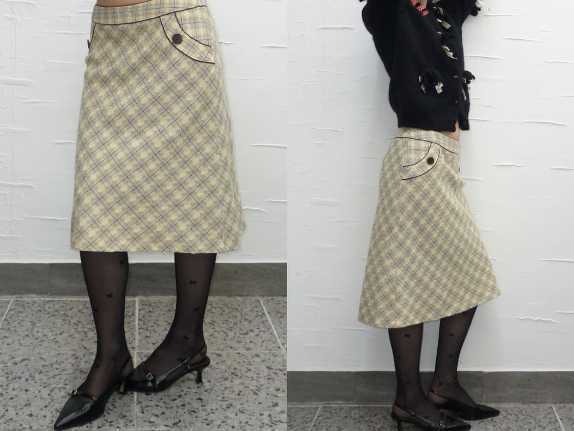Butter check wool skirt 상품이미지1