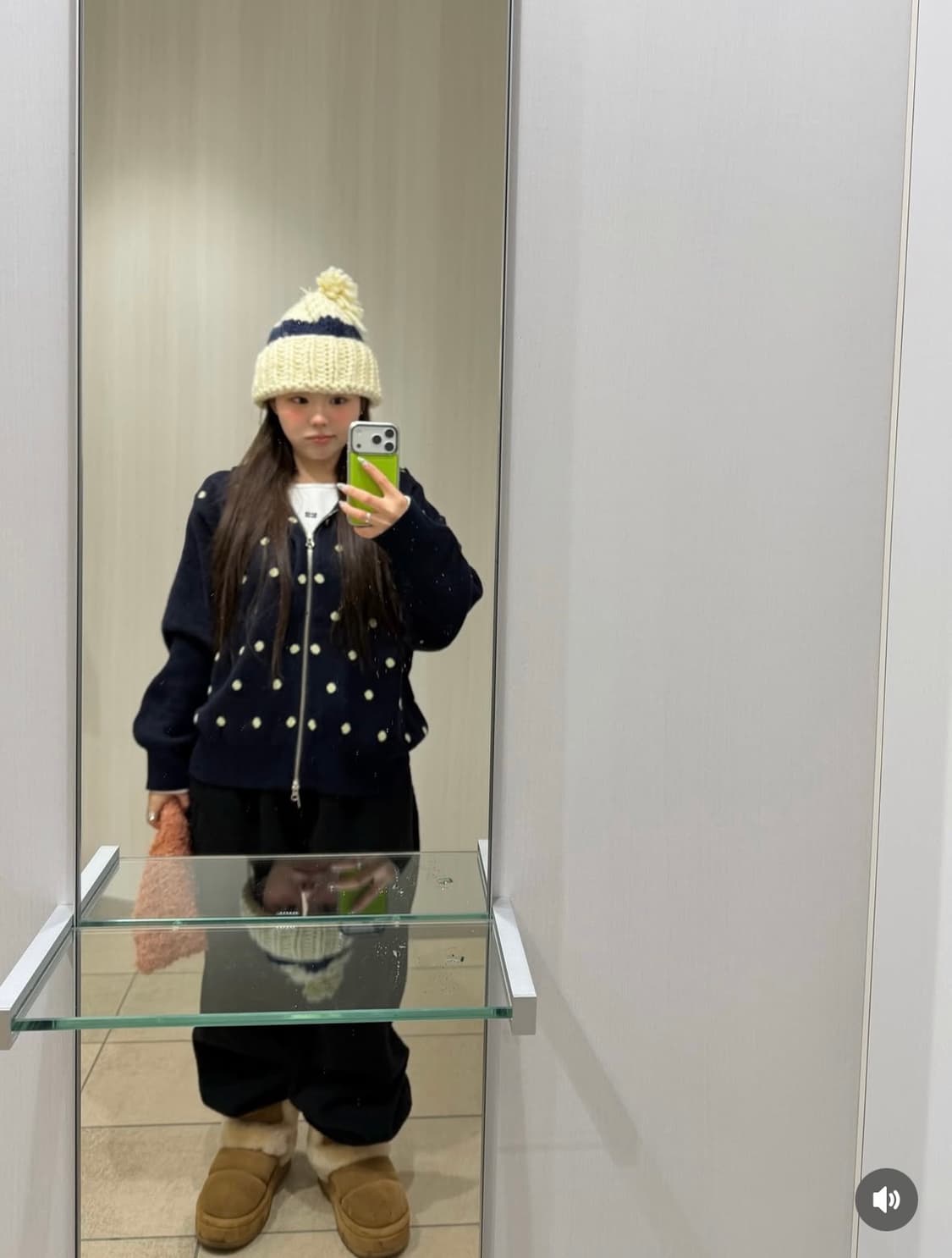 론론 홍영기 도트 후드 니트 집업 상품이미지4