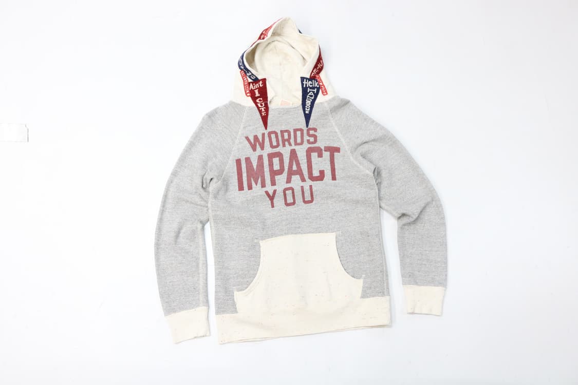 데님 던가리 빈티지 레터링 믹스 후드 스웻셔츠 상품이미지2