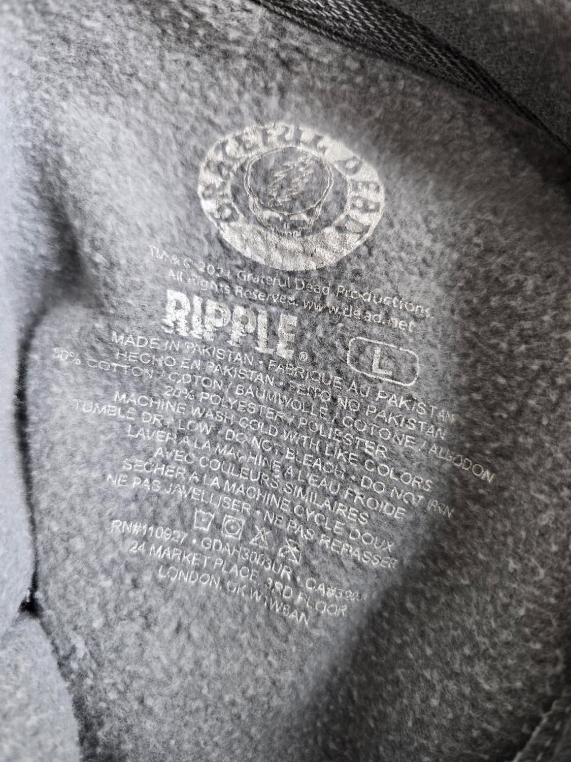 리플 Grateful Dead Dancing Bear 댄싱 베어 후드 L 상품이미지5