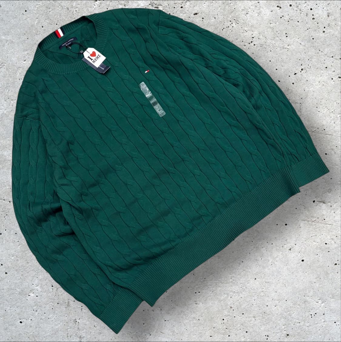 [3XL] 타미힐피거 케이블 니트 그린 C1 상품이미지1