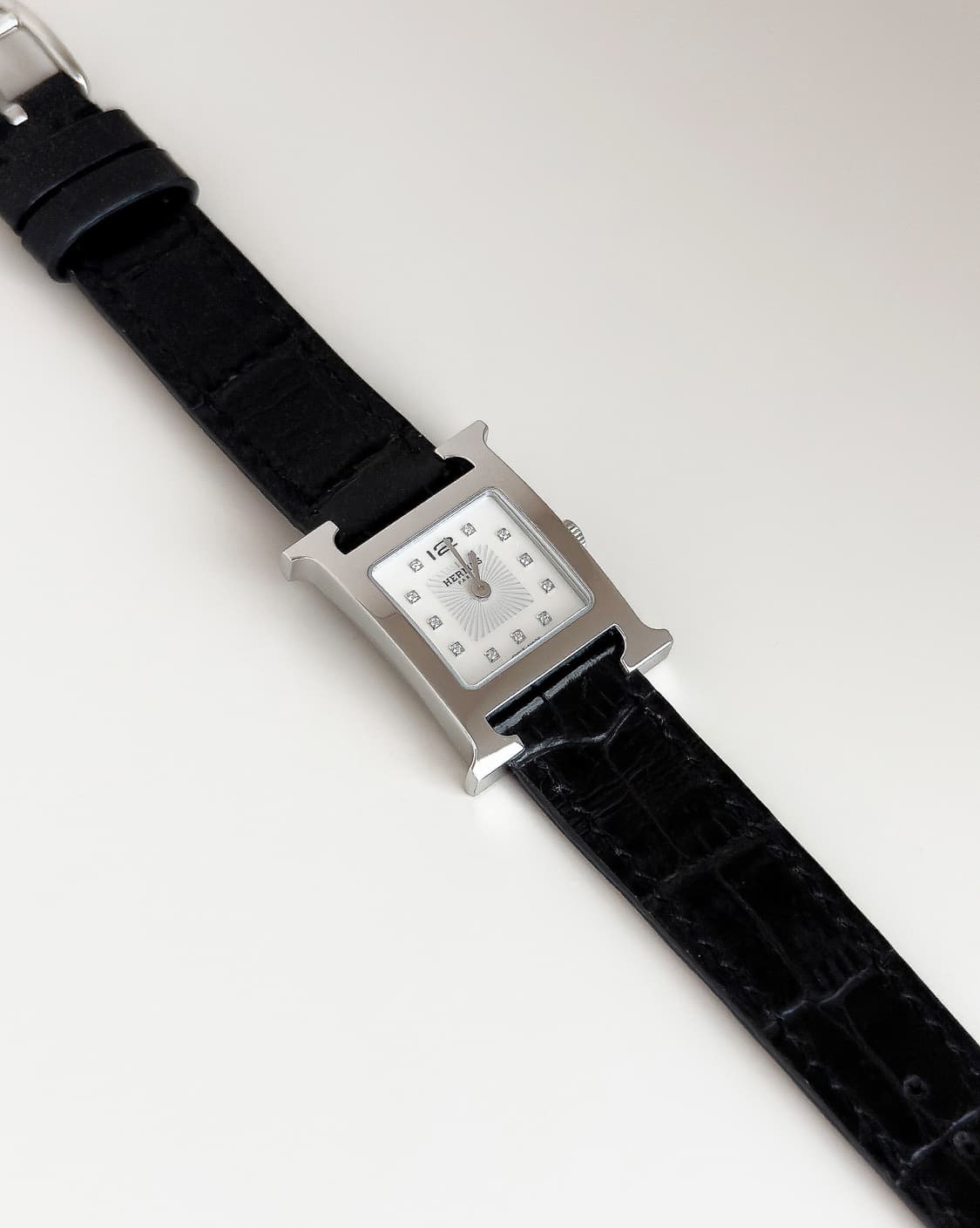 에르메스 H아워 다이아 화이트 쉘 시계 상품이미지7